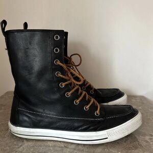 Converse Chuck Taylor All Star Sneakers Black Leather High Tops Mens Size 11.5